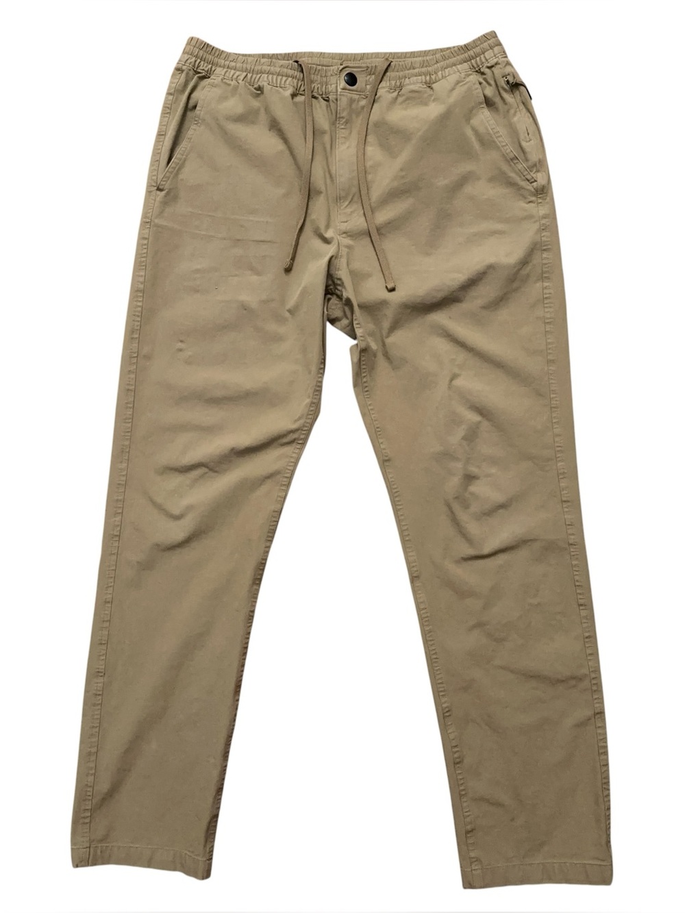 Buck Mason Chino Pants Mens Size M 32-33 Drawstring Elastic Waist Stretch Beige